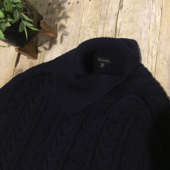 Talbot Navy Cable Knit Poncho Sweater XS - Picture 2 of 9